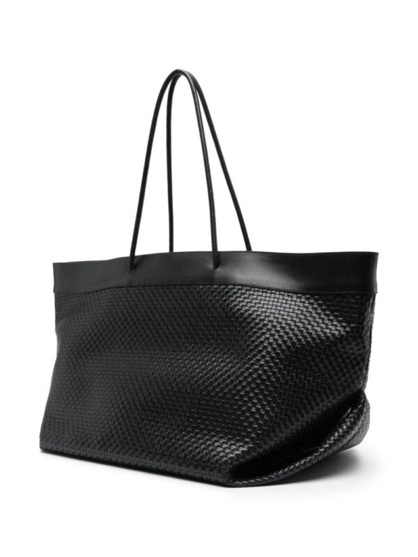 22303328_52173744_1000.jpg Moschino logo-print interwoven leather tote bag