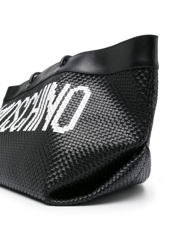 22303328_52173753_1000.jpg Moschino logo-print interwoven leather tote bag