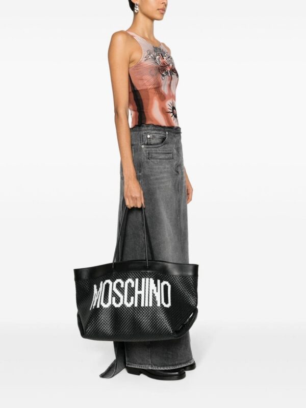 22303328_52173756_1000.jpg Moschino logo-print interwoven leather tote bag
