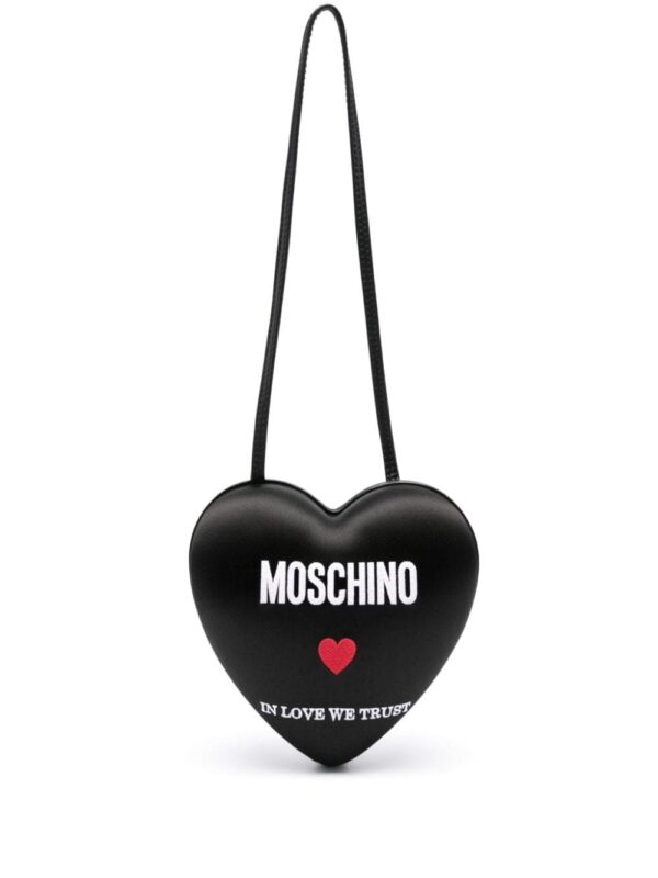 Moschino logo-embroidered leather shoulder bag