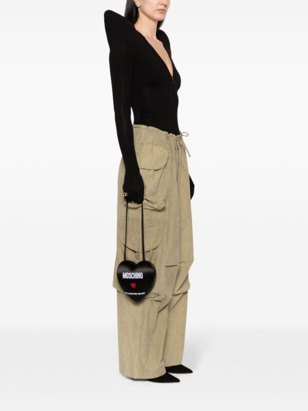 Moschino logo-embroidered leather shoulder bag