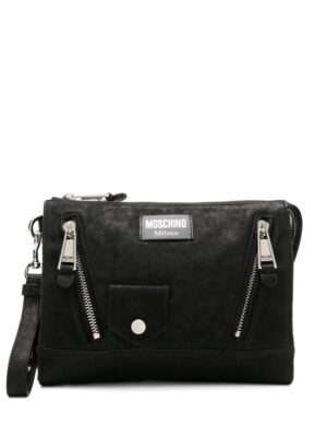 22538711_52590639_1000.jpg Moschino logo-patch nubuck clutch bag