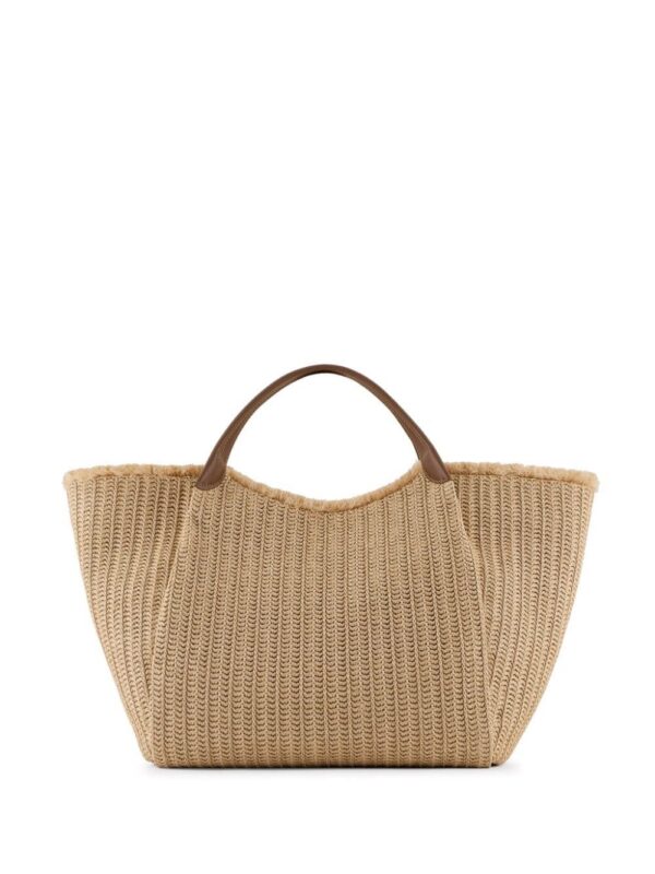 Emporio Armani logo-charm straw tote bag