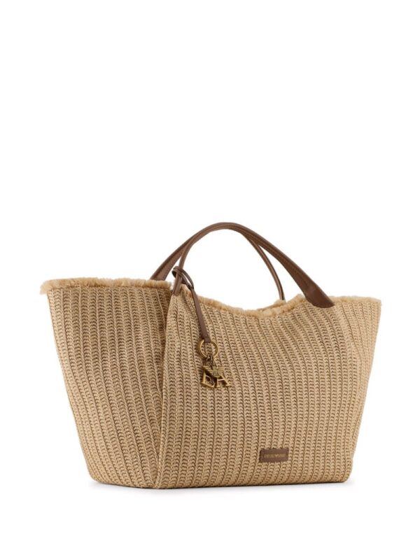 Emporio Armani logo-charm straw tote bag