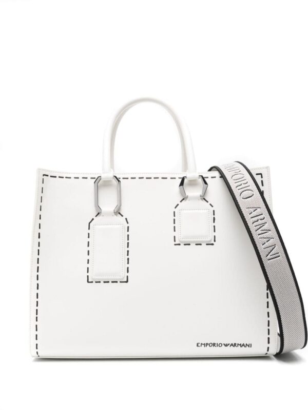 22992232_53172153_1000.jpg Emporio Armani trompe l'oeil stitching-print tote bag