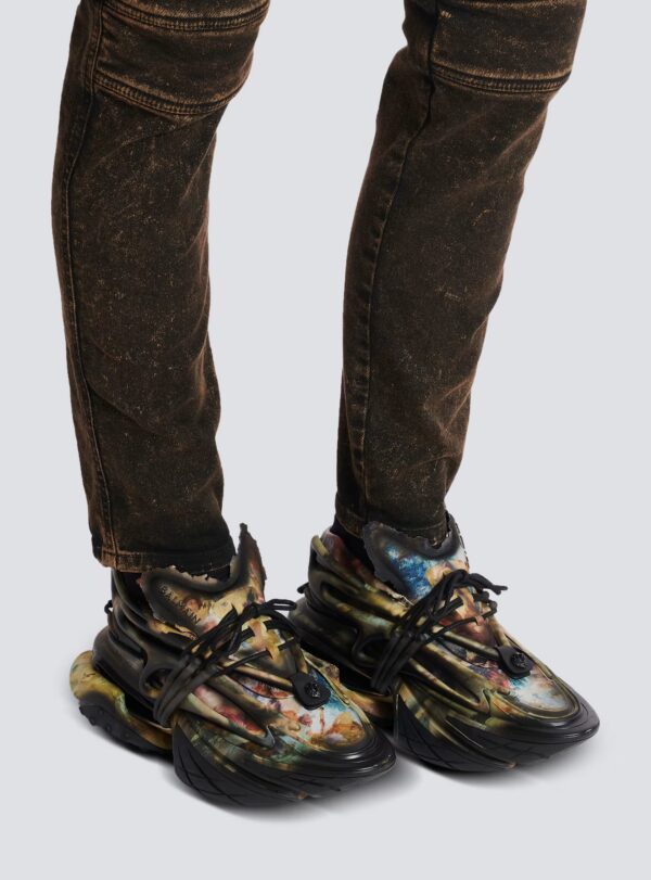 Balmain Unicorn trainers in printed neoprene and leather