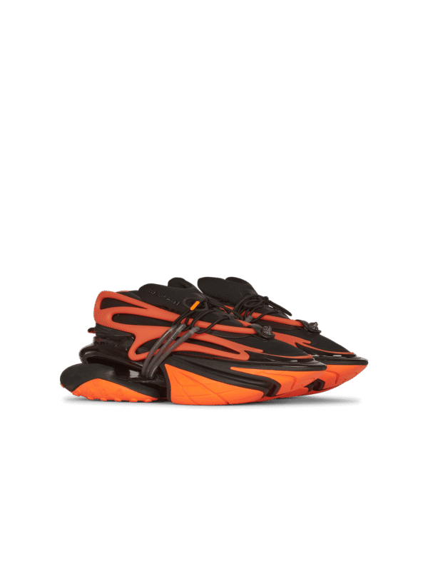 YM1VJ309KNCAEBAB.png Balmain Neoprene and leather Unicorn low-top sneakers