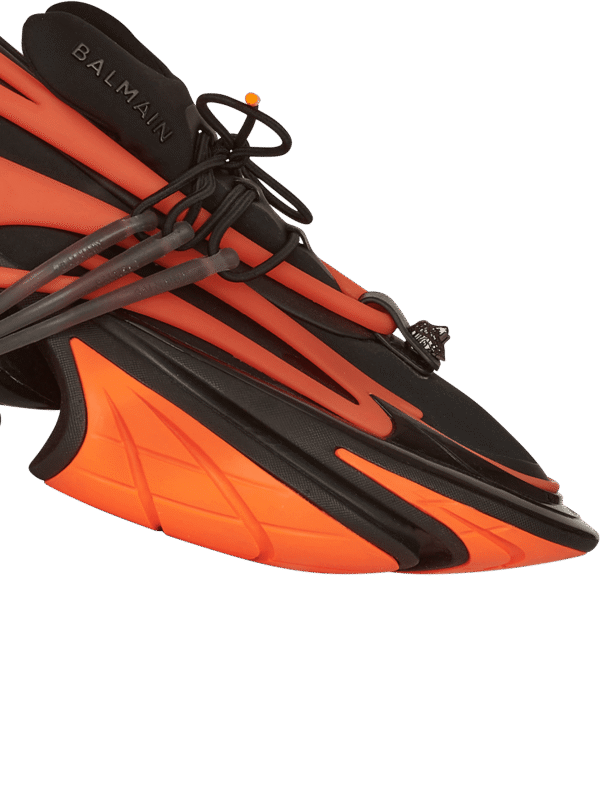 YM1VJ309KNCAEBAG.png Balmain Neoprene and leather Unicorn low-top sneakers