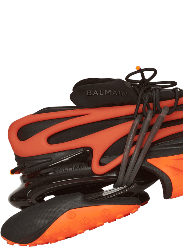 YM1VJ309KNCAEBAH.png Balmain Neoprene and leather Unicorn low-top sneakers