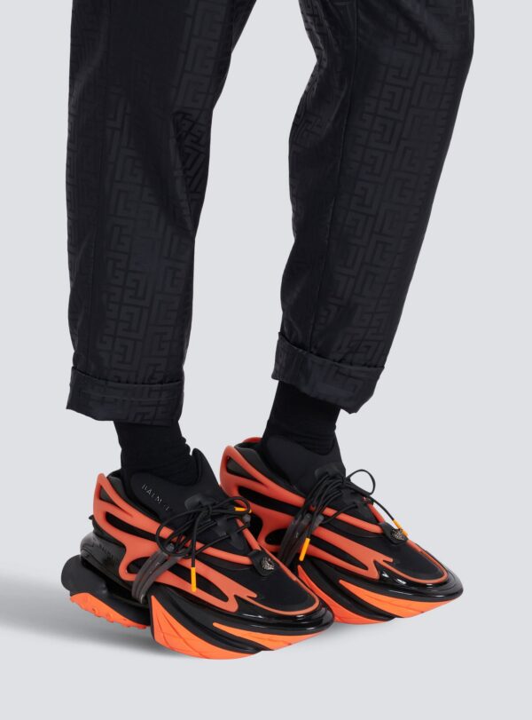 YM1VJ309KNCAEBAI.jpg Balmain Neoprene and leather Unicorn low-top sneakers