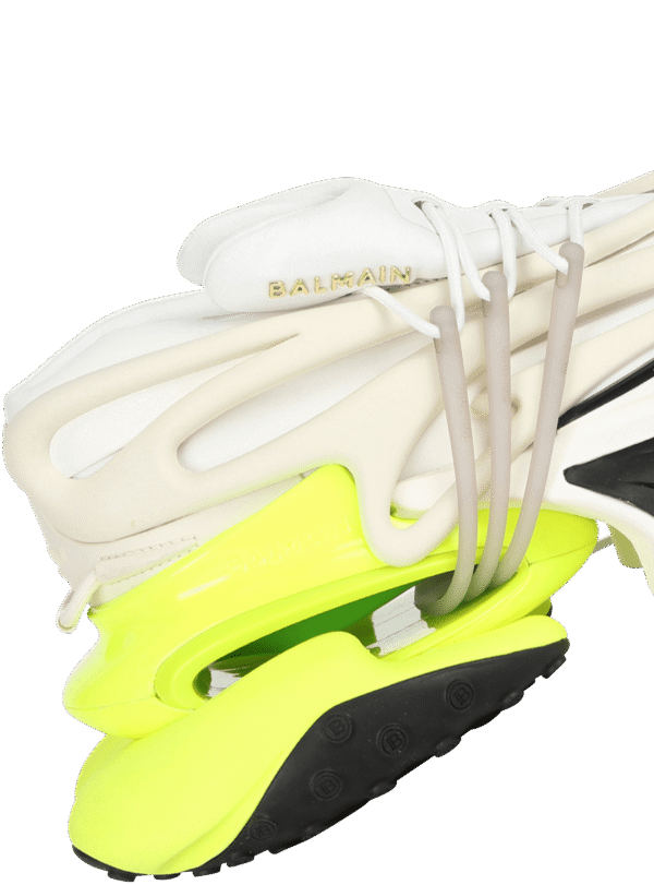 YM1VJ309KNESAAA-1.png Balmain Neoprene and leather Unicorn low-top sneakers