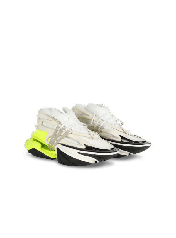 YM1VJ309KNESAAAB-1.png Balmain Neoprene and leather Unicorn low-top sneakers