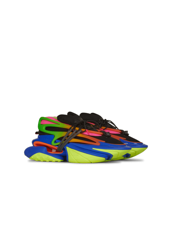 YM1VJ309KNHCEAHB-1.png Balmain Multicolor neoprene and leather Unicorn low-top sneakers