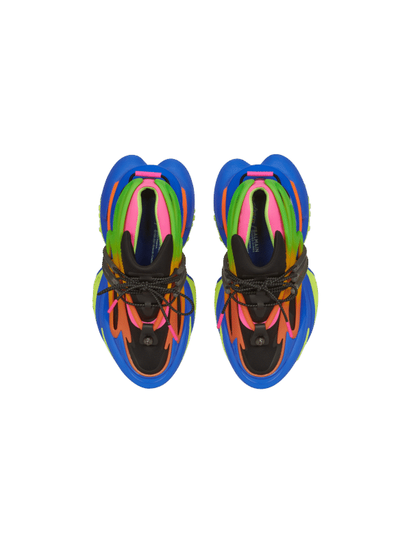 YM1VJ309KNHCEAHC-1.png Balmain Multicolor neoprene and leather Unicorn low-top sneakers