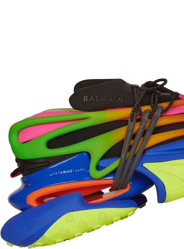 YM1VJ309KNHCEAHH-1.png Balmain Multicolor neoprene and leather Unicorn low-top sneakers
