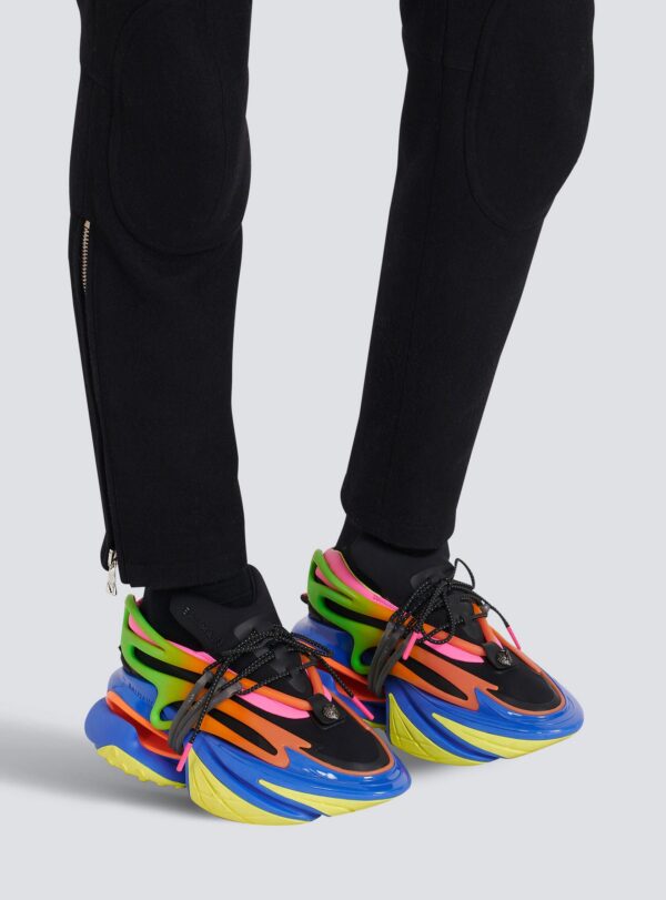 YM1VJ309KNHCEAHI-1.jpg Balmain Multicolor neoprene and leather Unicorn low-top sneakers