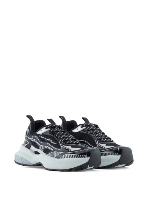 Emporio Armani  patent-leather striped sneakers