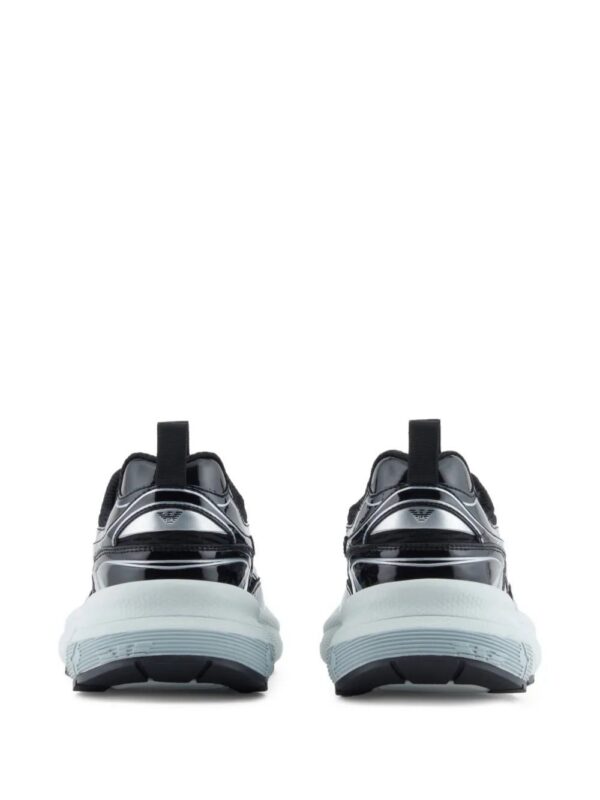 Emporio Armani  patent-leather striped sneakers