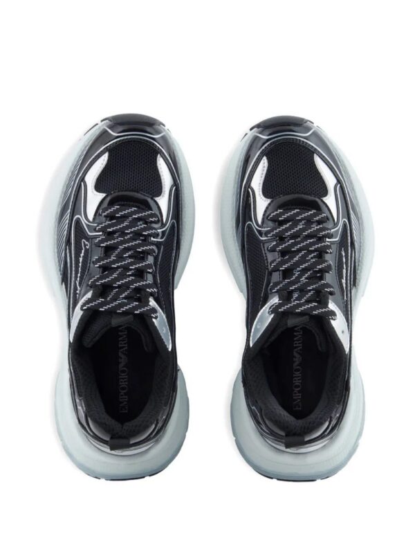 Emporio Armani  patent-leather striped sneakers