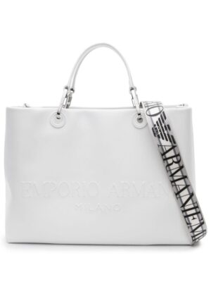 23008292_53481912_1000.jpg Emporio Armani logo-embossed leather tote bag