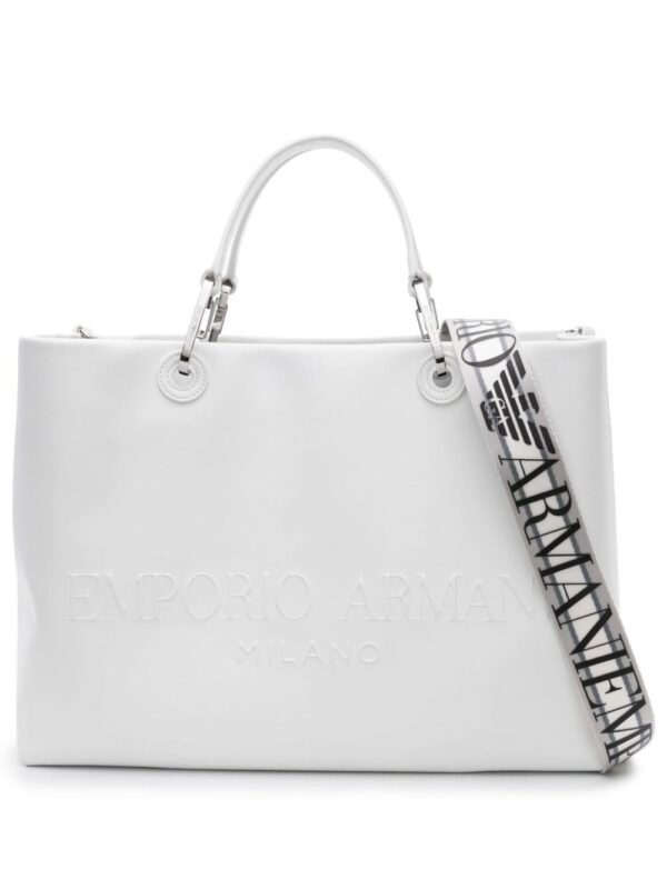 23008292_53481912_1000.jpg Emporio Armani logo-embossed leather tote bag