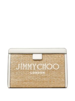 23452487_53776837_1000.jpg Jimmy Choo Avenue logo-embroidered woven clutch