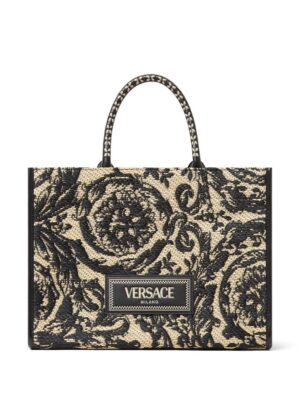 Versace Barocco Athena raffia tote bag