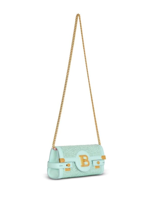 Balmain B-Buzz 23 crystal-embellished suede clutch bag