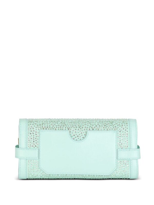 Balmain B-Buzz 23 crystal-embellished suede clutch bag