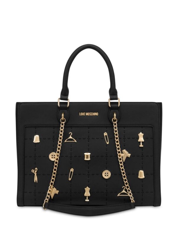 23636590_53505280_1000.jpg Love Moschino logo-lettering chain-detail tote bag