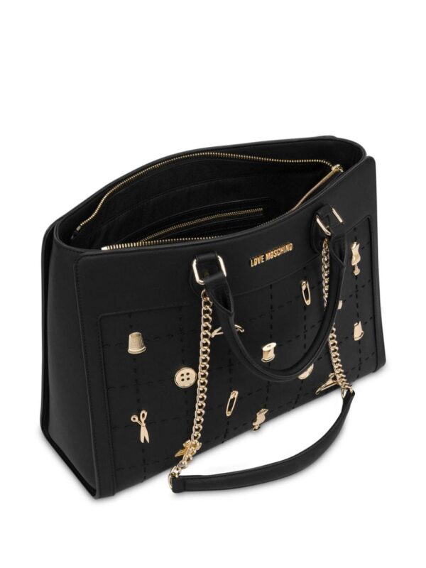 23636590_53606207_1000.jpg Love Moschino logo-lettering chain-detail tote bag