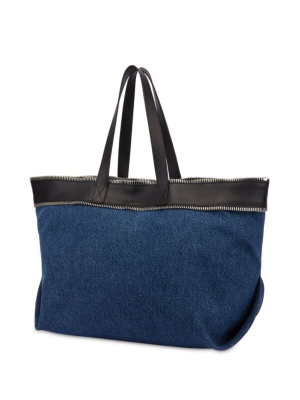 23720432_53593746_1000.jpg Moschino zip-trim denim and leather tote bag