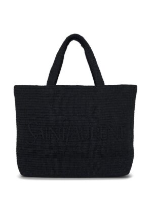 23761016_53741956_1000.jpg Saint Laurent logo-embroidered raffia tote bag