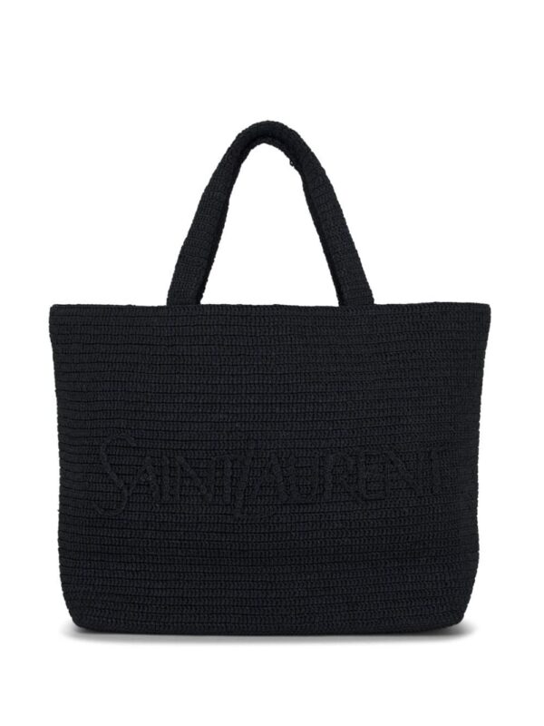 23761016_53741956_1000.jpg Saint Laurent logo-embroidered raffia tote bag