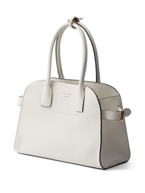 Prada medium logo-stamp leather tote bag