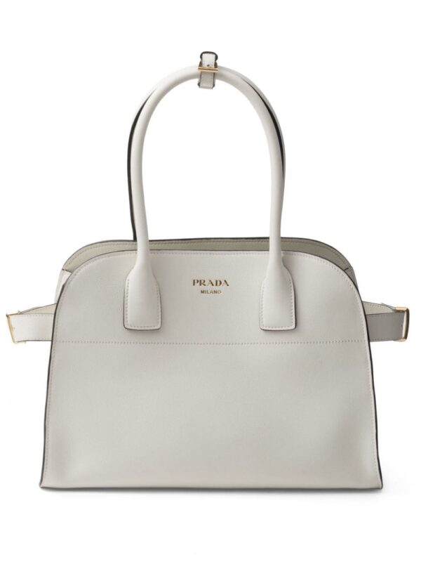 Prada medium logo-stamp leather tote bag