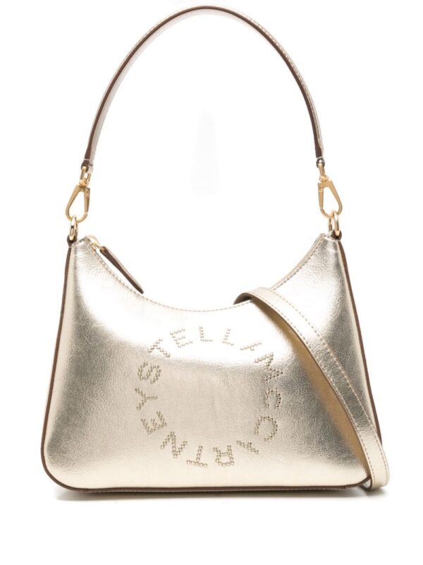 Stella McCartney studded-logo metallic shoulder bag