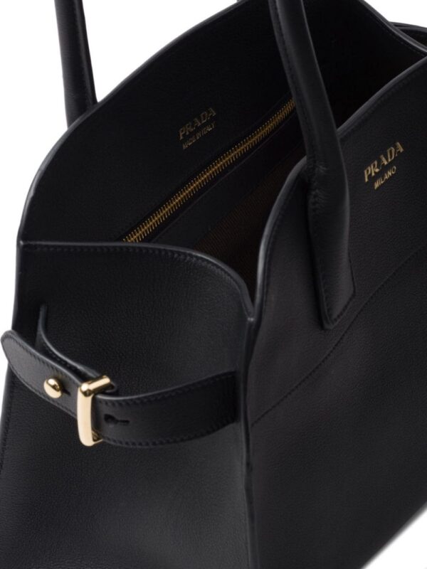 Prada logo-lettering leather tote bag