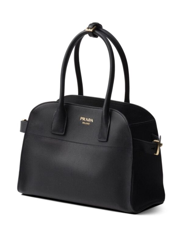 Prada logo-lettering leather tote bag