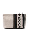 23889905_53957820_1000.jpg Ferragamo logo-embroidered canvas clutch