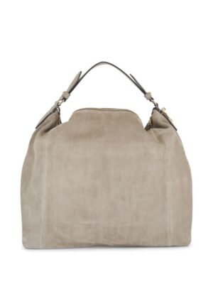Jimmy Choo logo patch suede handbag