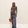 Jacquemus Le petit panier Soli cuir  Mini leather beach basket bag.