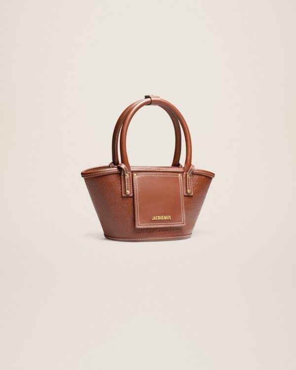 Jacquemus Le petit panier Soli cuir  Mini leather beach basket bag.