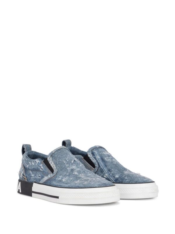Dolce & Gabbana distressed denim slip-on sneakers