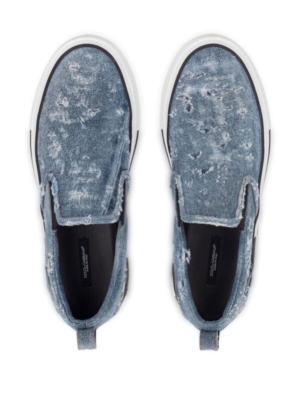 Dolce & Gabbana distressed denim slip-on sneakers