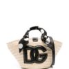 24038234_54165431_1000.jpg Dolce & Gabbana logo-appliqué straw bucket bag