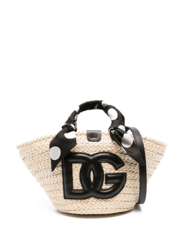 24038234_54165431_1000.jpg Dolce & Gabbana logo-appliqué straw bucket bag