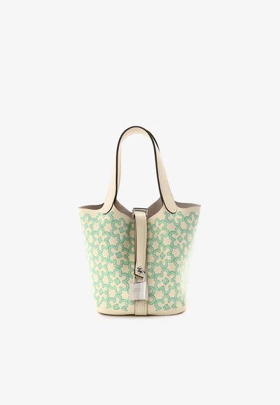 70326cc35502e88677a65ef876455ded_400x_296dab38-beb2-4fd2-b2e4-867f22bfe06c.jpg Hermès Micro Lucky Daisy Picotin in Nata and Vert Swift with Palladium Hardware bag