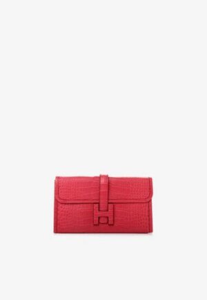 Hermès Jige Duo Clutch in Framboise Matte Alligator bag