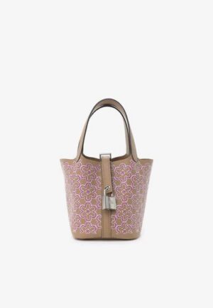 Hermès Micro Lucky Daisy Picotin in Chai / Rose / White Swift with Palladium Hardware bag